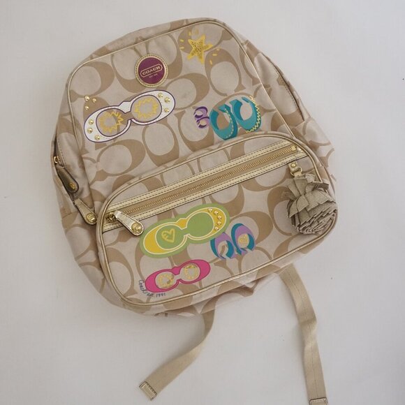 Coach Signature Poppy Appliqué Rare Limited Edition Backpack - Picture 1 of 15